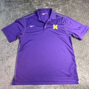 Nike Golf Dri-Fit Purple Polo‎ Shirt M Embroidered M Logo Mens Coach FREE SHIP